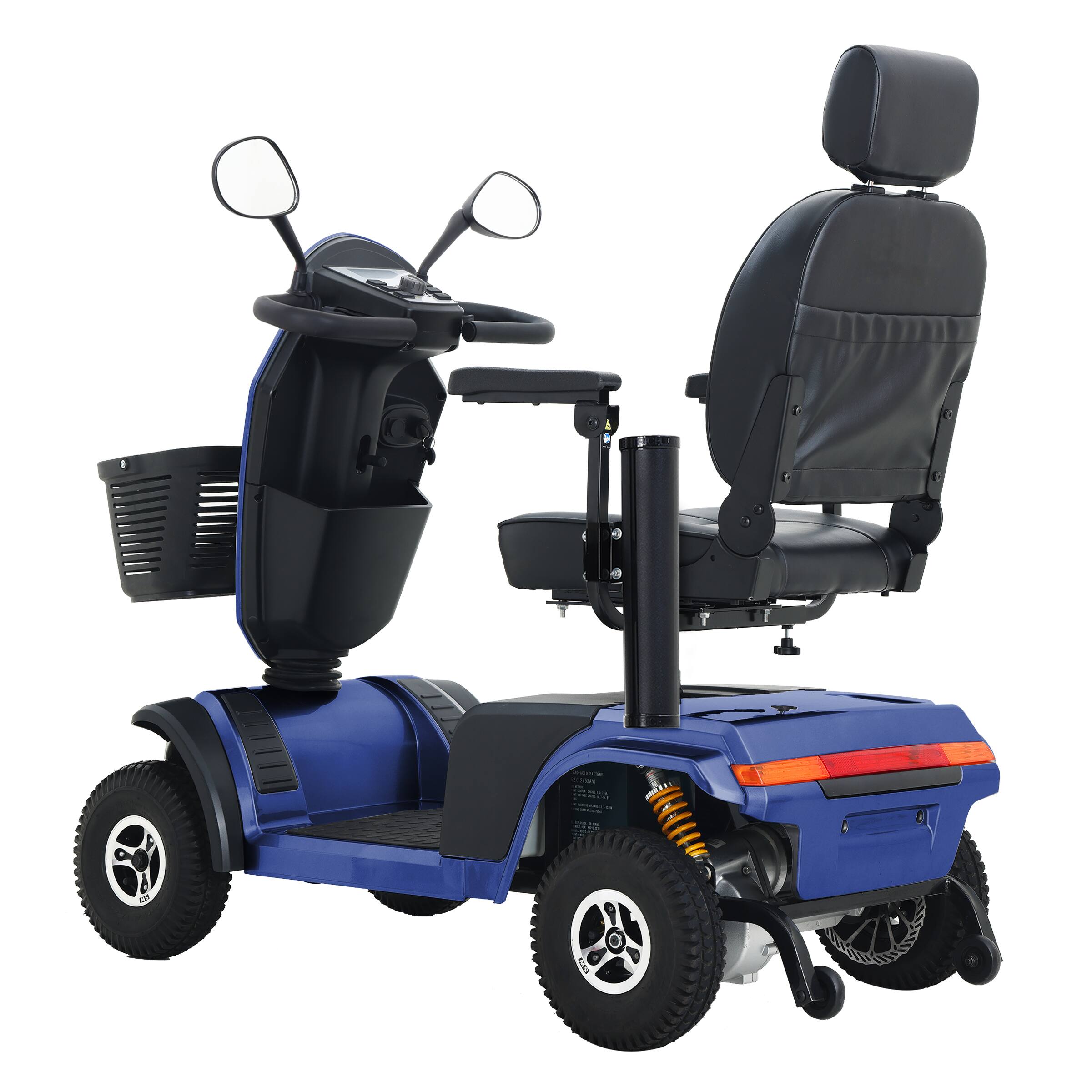 Left. Loheer - Loheer Blue Heavy Duty Mobility Scooter Four Wheel Bariatric Medical Scooter for Adults - Blue.