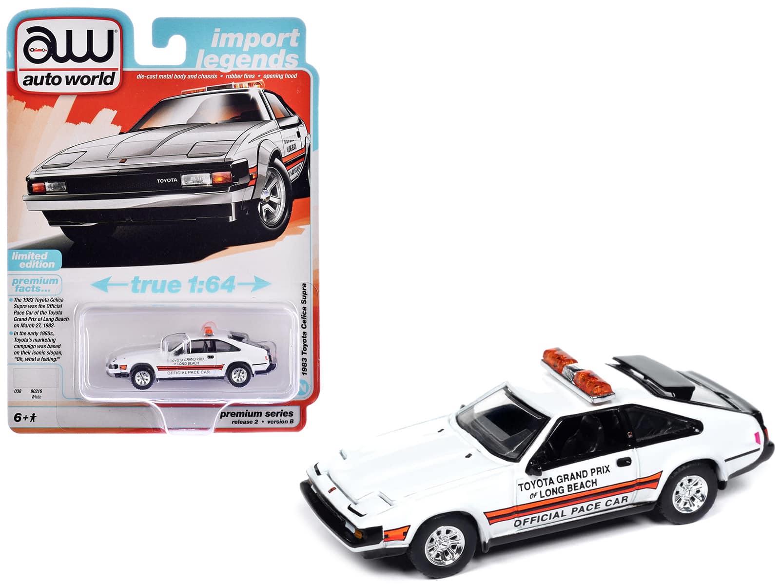 "Autoworld - 1983 Toyota Celica Supra ""Toyota Grand Prix of Long Beach Official Pace Car"" White 1/64 Diecast Model Car by Auto World" price history on PriceWatchPro