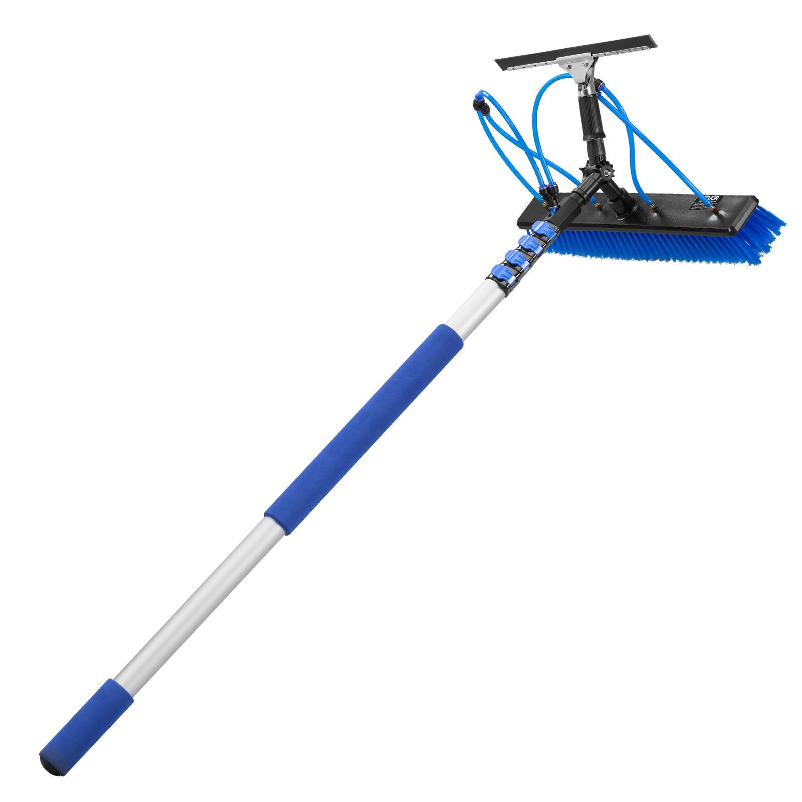 Alt View 5. VEVOR - Solar Panel Cleaning Kit, 15 ft, Water Fed Pole Kit with Cleaning Brush, Squeegee, Soap Dispenser, Extendable Aluminum - Silver + Blue.