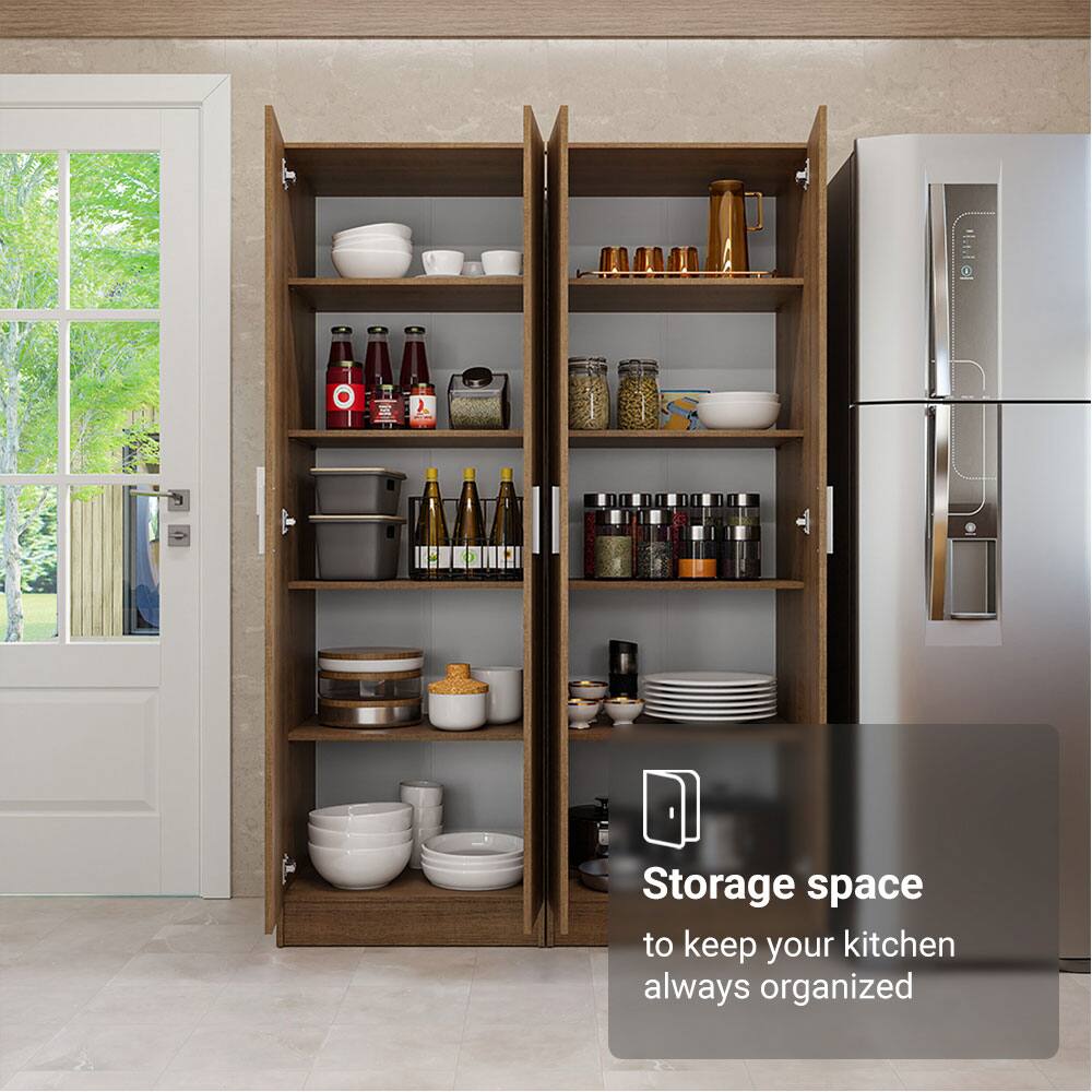 Madesa Kitchen Pantry Set Storage Cabinet 4 Doors 8 Utility Shelves 47 ...