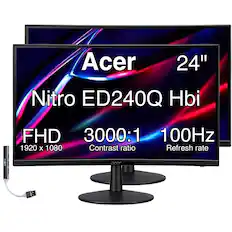 Acer 24" Nitro ED240Q Hbi FHD 3000:1 100Hz 1920 x 1080 Contrast ratio Refresh rate