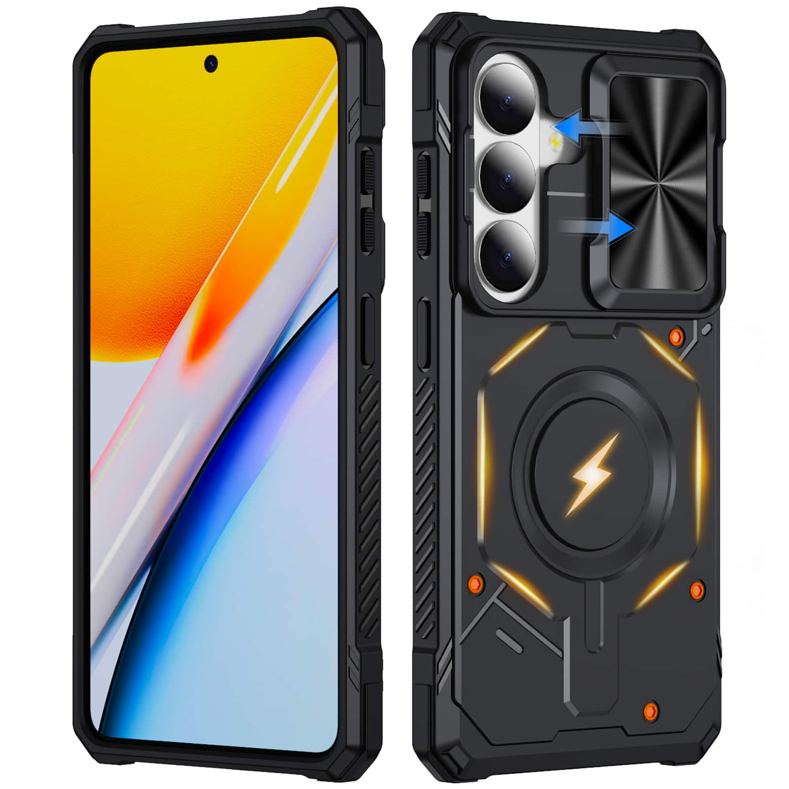 Dteck - Rugged Shockproof Magnetic Hybrid Protective Case for Samsung Galaxy S26 with Slide Camera Cover, Side Anti-Slip Texture - Black price history on PriceWatchPro