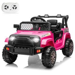 Winado - 12V Battery Powered Ride on Truck Cars with Remote Control, Electric Vehicles Ride-on Toys with Suspension, LED Lights - Pink