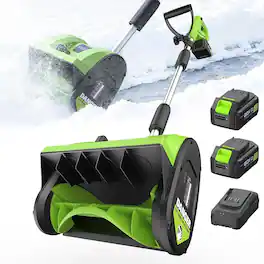 Steelite - 21V Battery Powered 12 Inch Cordless Snow Shovel with Brushless Motor, 2 x 4.0-Ah Batteries and Chargers Included