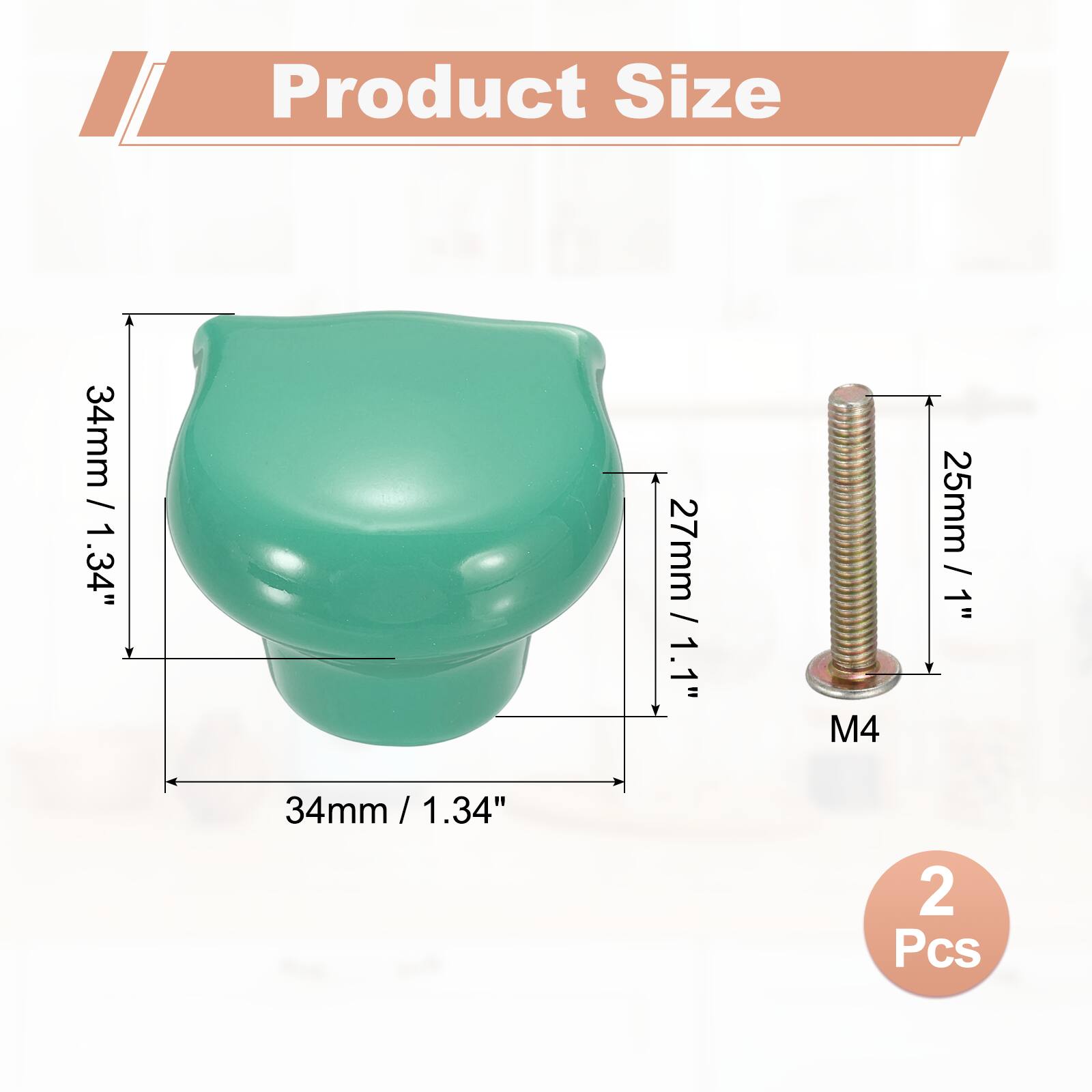Product Size

34mm / 1.34"  
27mm / 1.1"  
M4  
25mm / 1"  
34mm / 1.34" / 2 Pcs