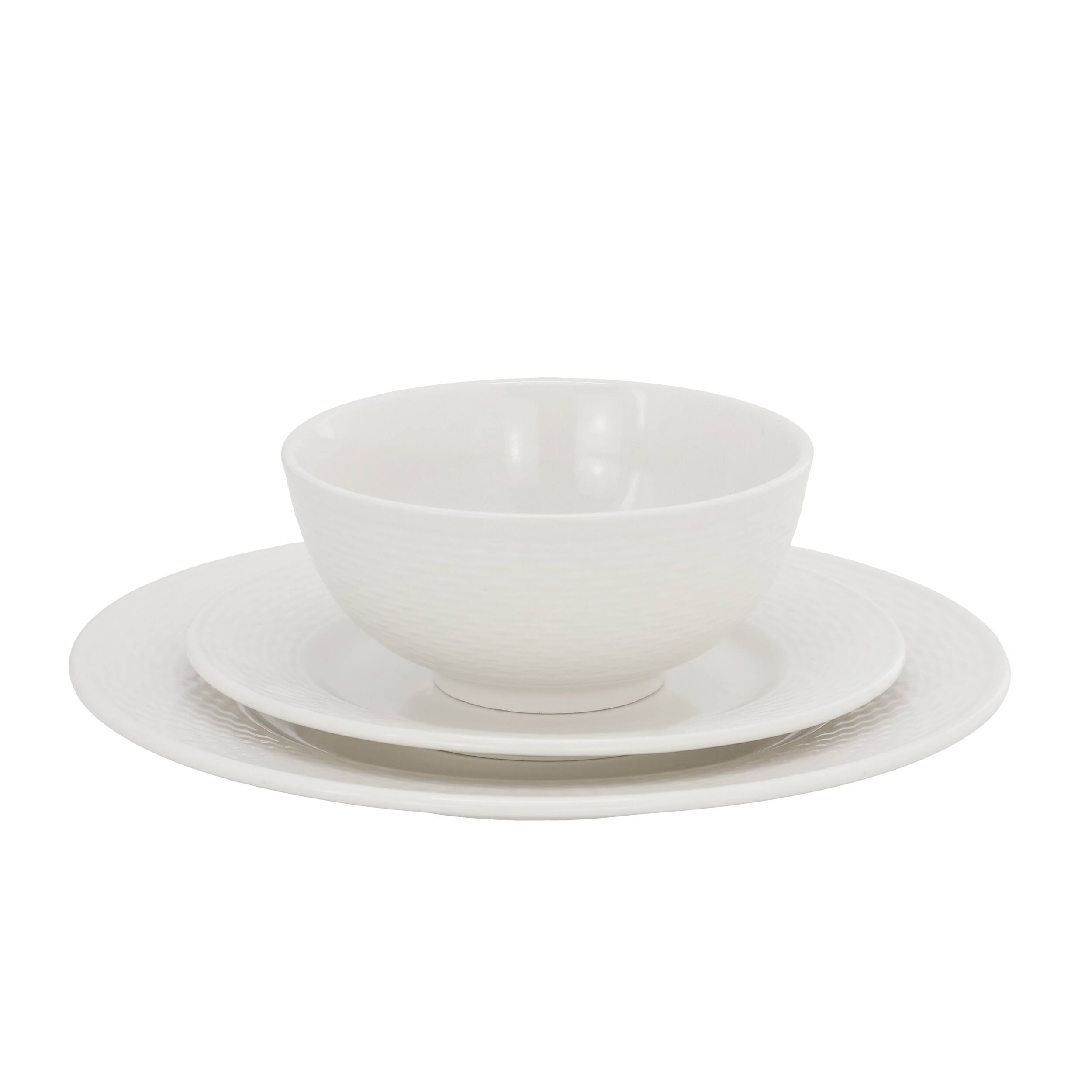 Angle. Elama - Elama Fiona 18 Piece Stoneware Dinnerware Set in White - White.