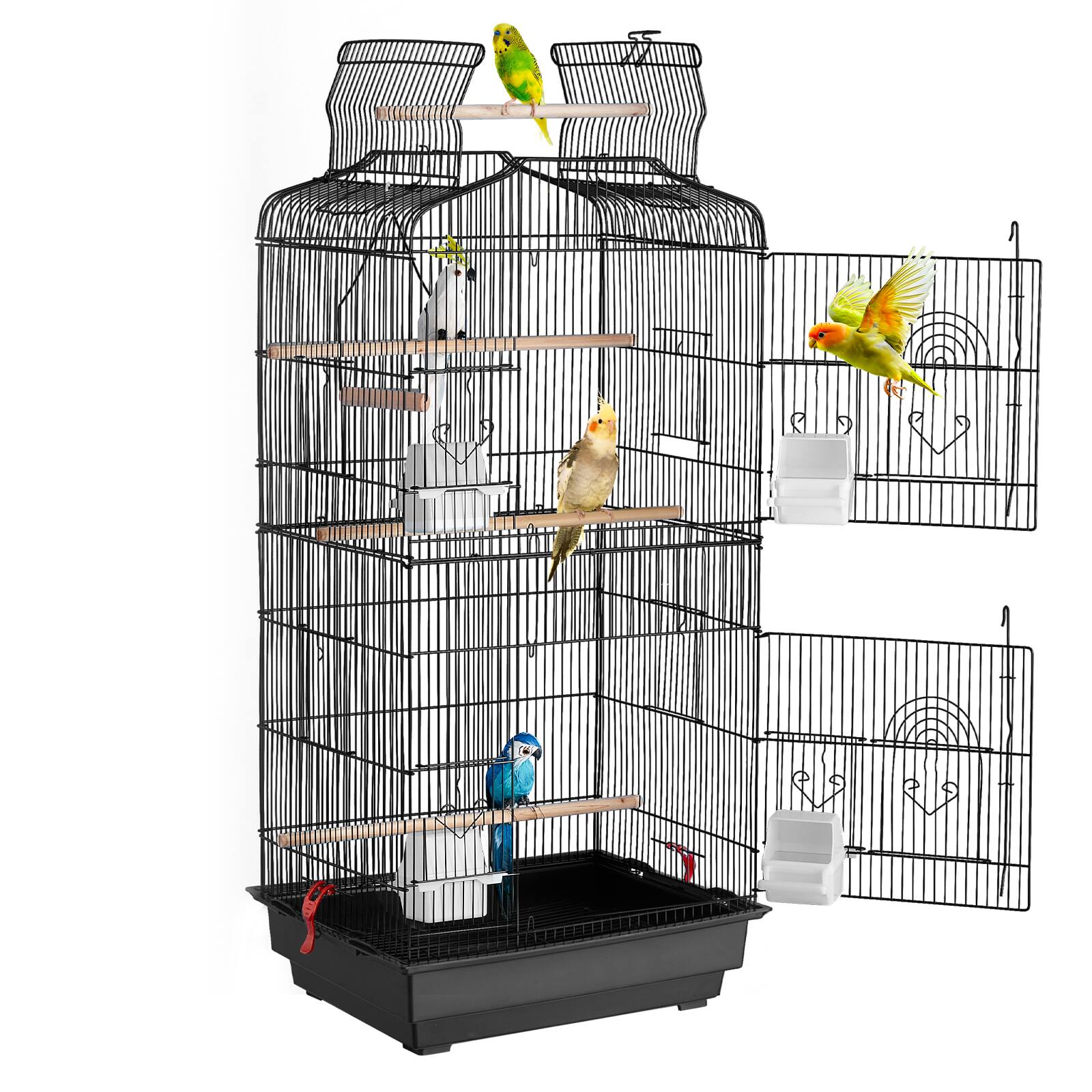 Alt View 5. VEVOR - 41-inch Open Top Large Parrot Bird Cage, Hanging Bird Cage for Parakeets Small Quaker Conures Travel Pet Flight Birdcage.