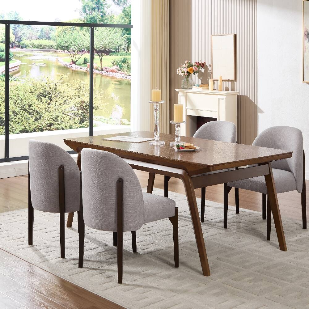 Alt View 9. Loheer - Loheer Wooden Dining Chairs Set of 2 Modern Fabric Upholstered Kitchen Farmhouse Dinner Chair - Grey.