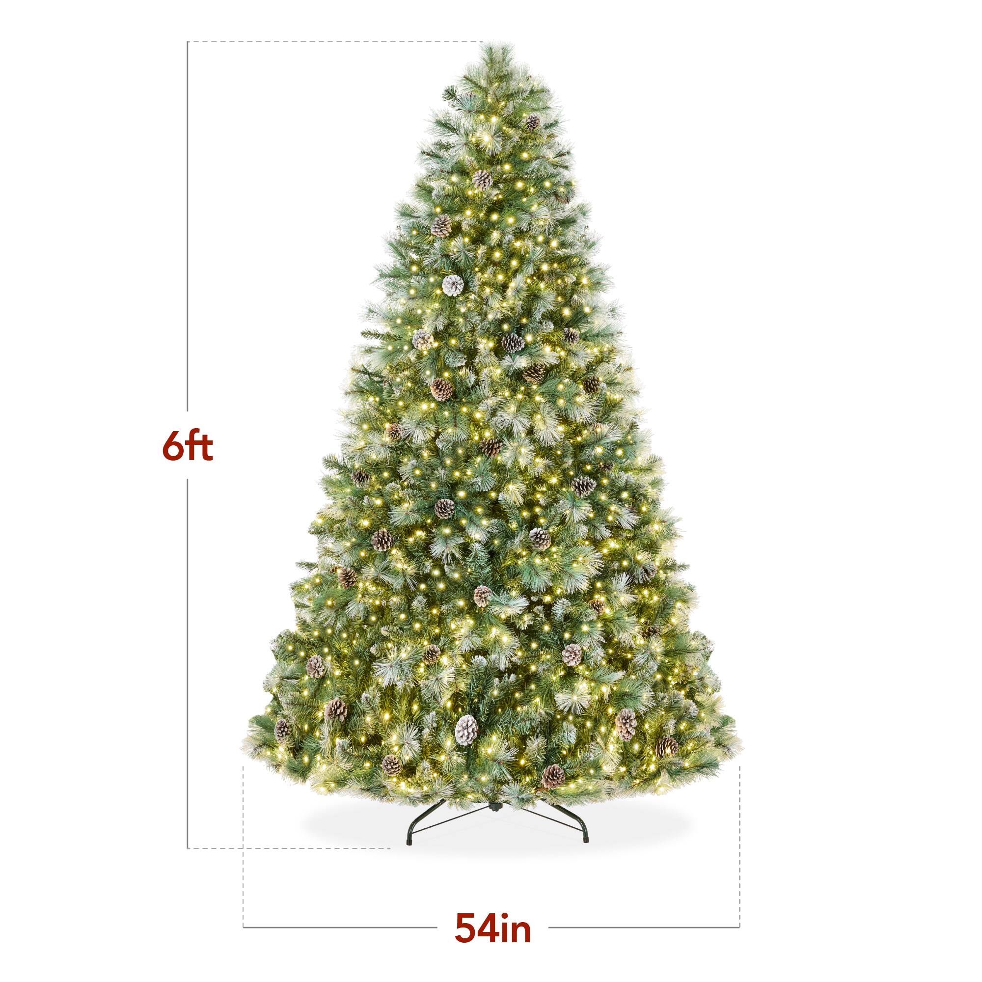 The text on the image indicates the dimensions of the Christmas tree as 6ft 54in.