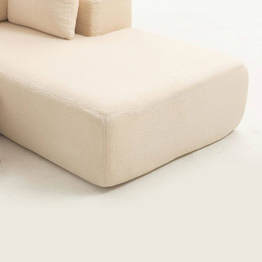 Alt View 4. Kadyn - Full Foam Compression Modular Sofa with 5 Throw Pillows, Flannelette Fabric, L-Shaped, Ideal for Small Space - Beige.