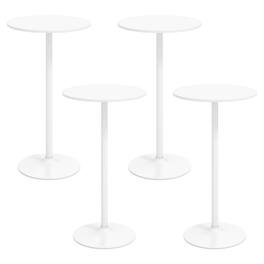 Gymax - Round Bar Table Set of 4 w/Adjustable Height & Metal Base Modern Cocktail Table - White