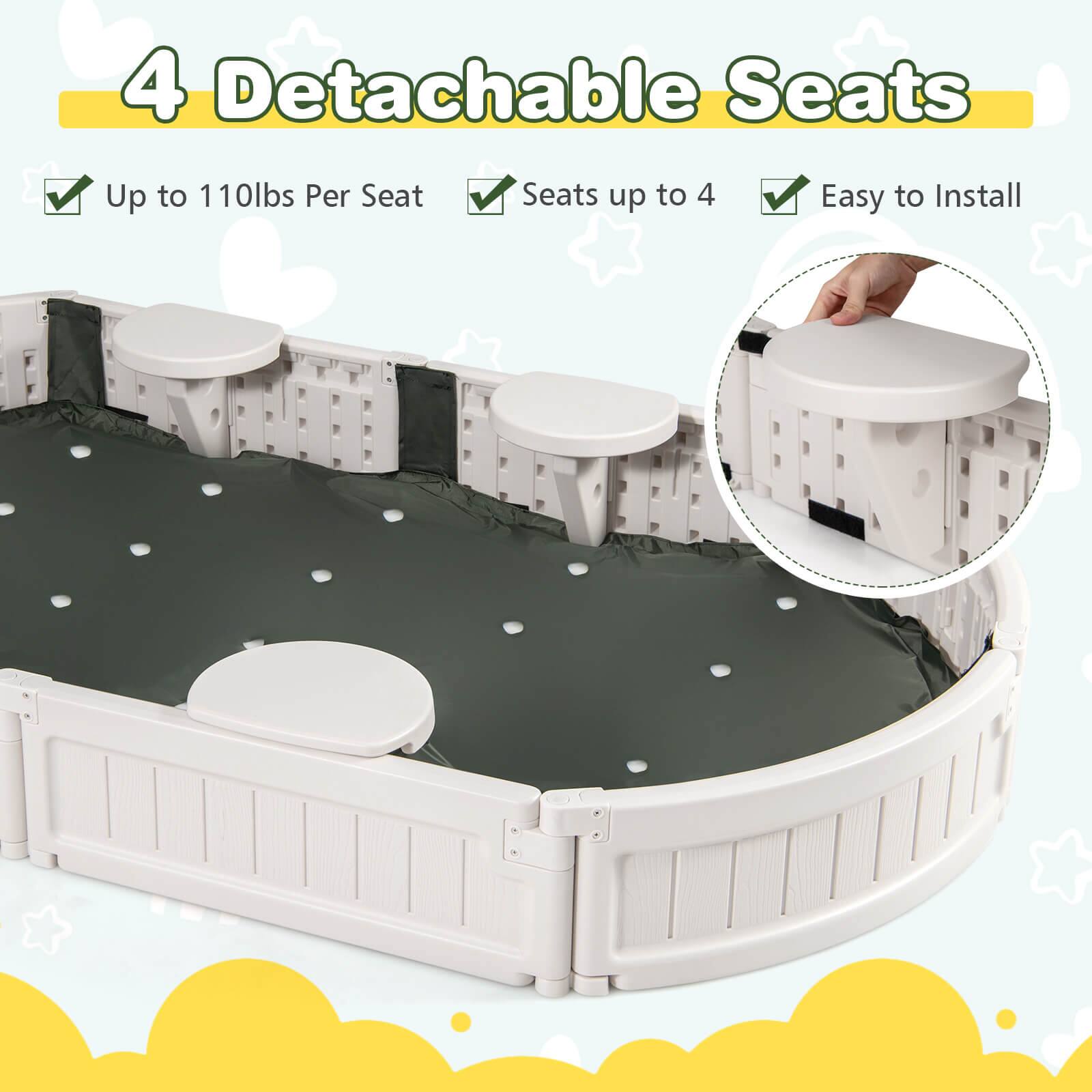 4 Detachable Seats

- Up to 110lbs Per Seat
- Seats up to 4
- Easy to Install