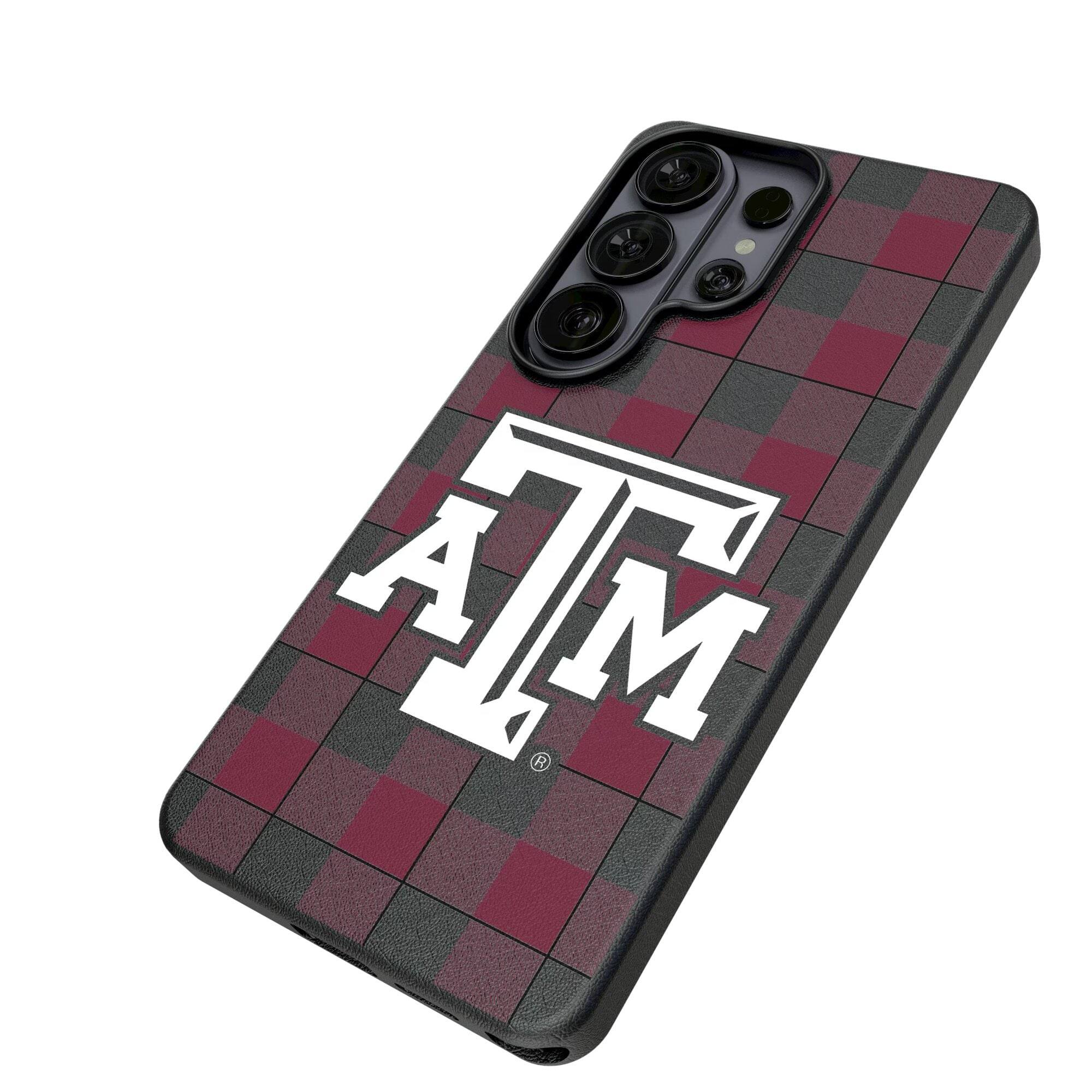 Alt View 1. Keyscaper - Texas A&M Aggies Plaid Galaxy Magnetic Bump Case - S25 Ultra - Black.