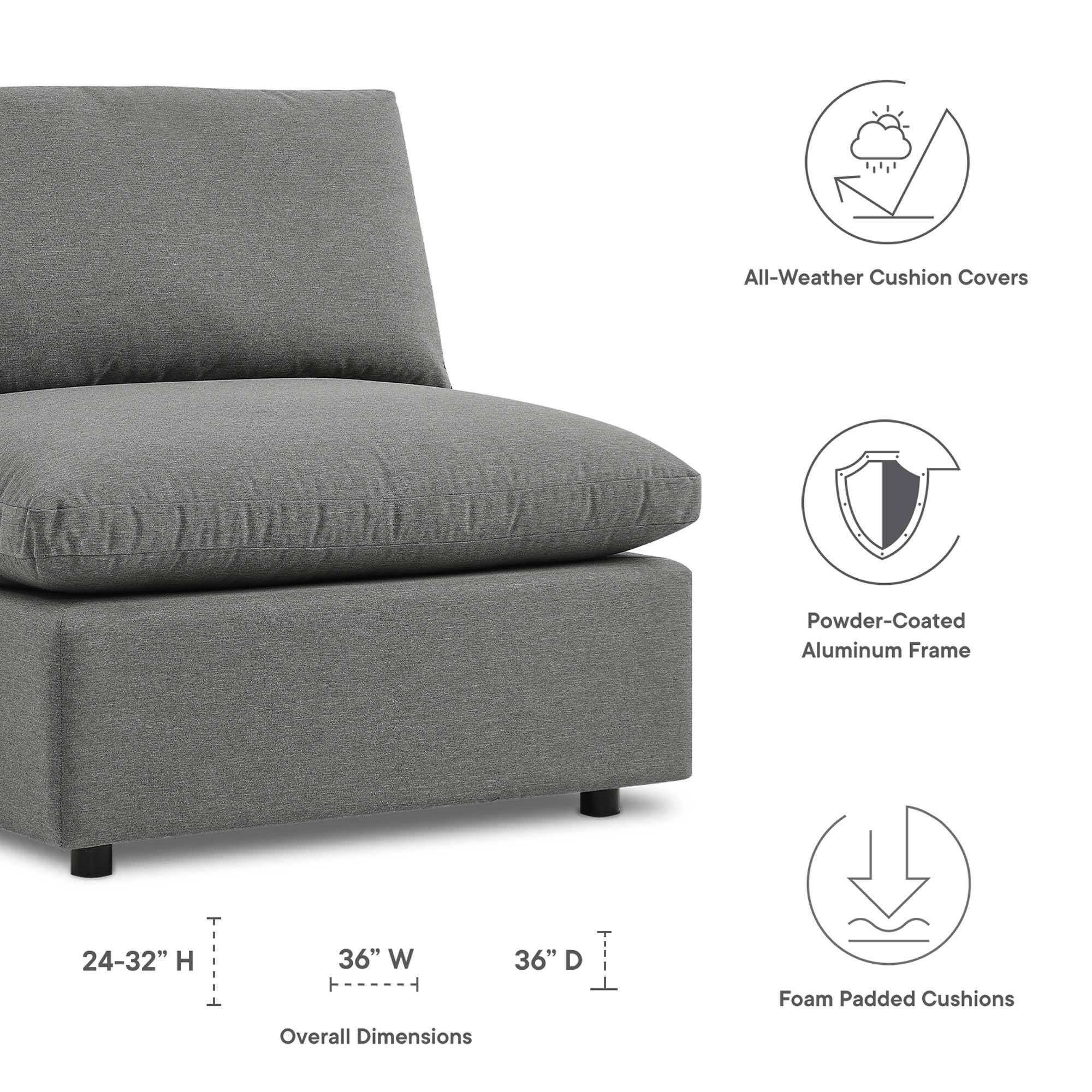 All-Weather Cushion Covers  
Powder-Coated Aluminum Frame  
24-32" H x 36" W x 36" D  
Overall Dimensions  
Foam Padded Cushions