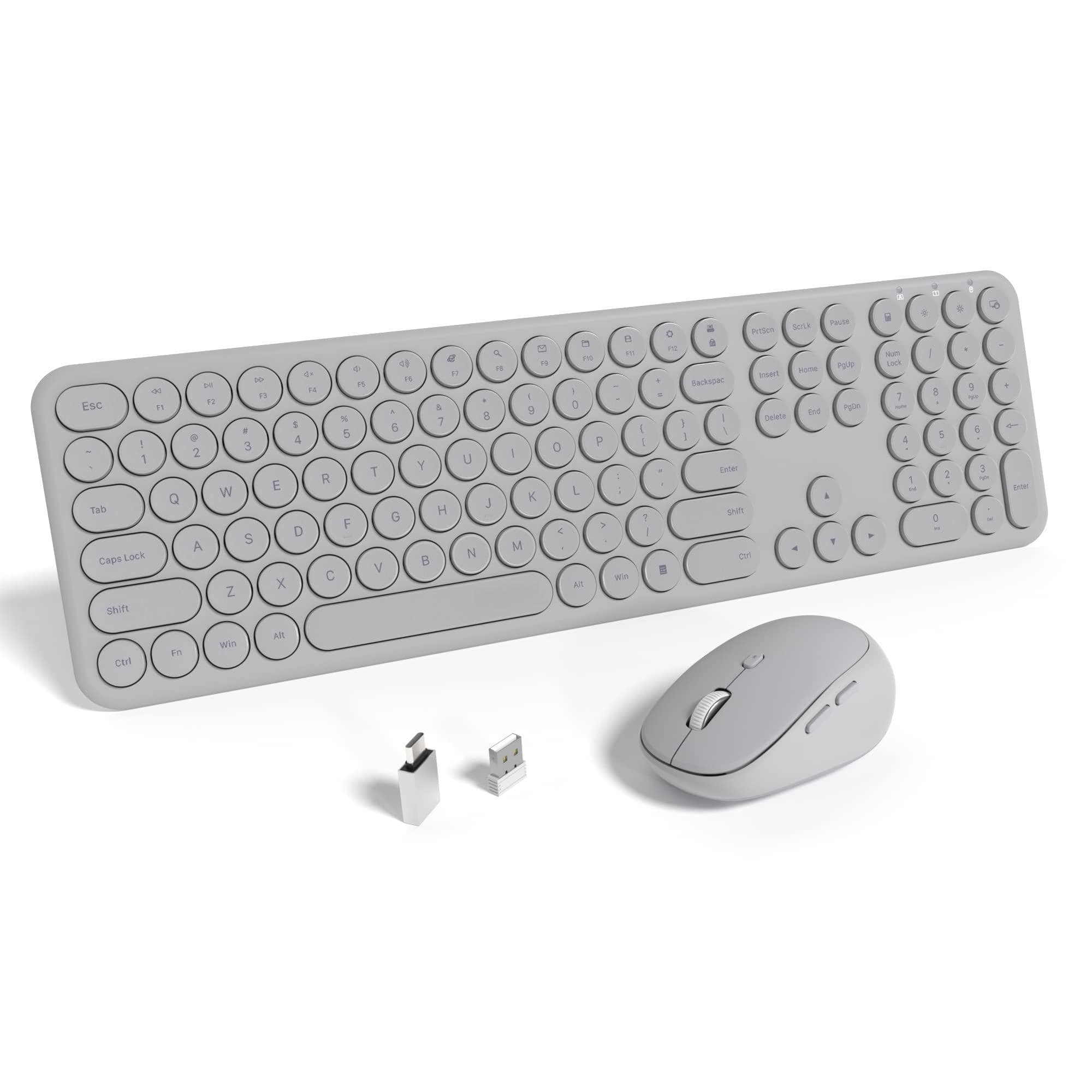 COTTAGE - Keyboards And Mouse Quiet Scissor Switches Slim Mice Set Silent Full Size 111 Round Keycaps With Adjustab - Space Gray