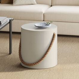 Isera Indoor - Outdoor Patio Rope Concrete Side Table Stool by Modway - Light Gray