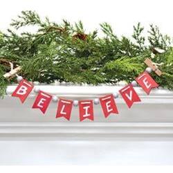 Angle. BreeBe - Believe Mini Clip Banner - Red, White.