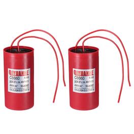 Unique Bargains - 2pcs 80uF CBB60 Run Capacitor, 450VAC Start/Run 50-60Hz for Refrigerator Motor Air Compressor - Red