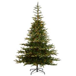 BreeBe - 8’ Layered Washington Spruce Christmas Tree w/650 LEDs - Green