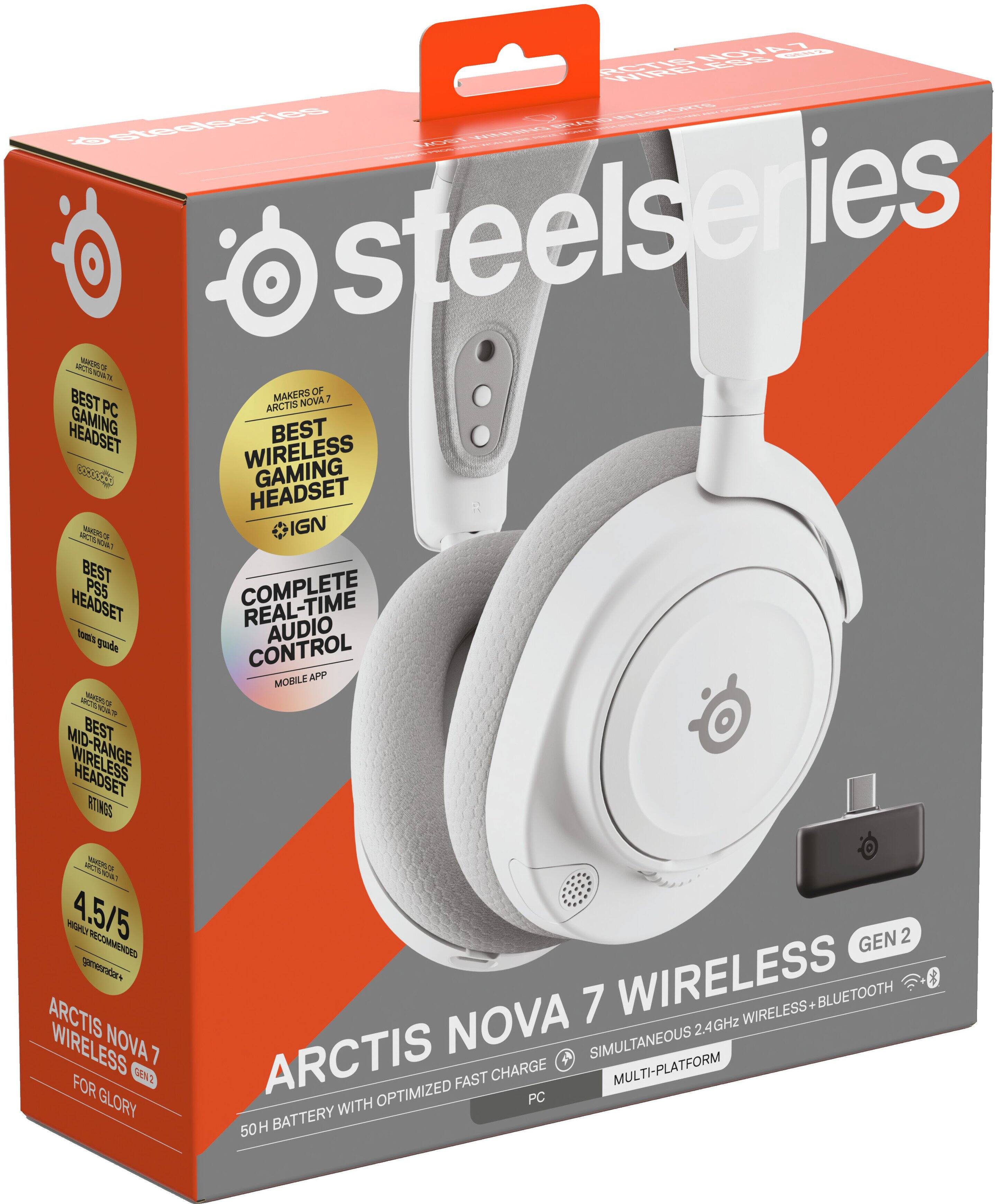 SteelSeries  
Arctis Nova 7 Wireless Gen 2  
Best PC Gaming Headset  
Best Wireless Gaming Headset - IGN  
Best PS5 Headset - Tom's Guide  
Best Mid-Range Wireless Headset - Rtings  
4.5/5 Highly Recommended - Genzgamer  
Complete Real-Time Audio Control Mobile App  
50H Battery with Optimized Fast Charge  
Simultaneous 2.4GHz Wireless + Bluetooth  
Multi-Platform  
For Glory