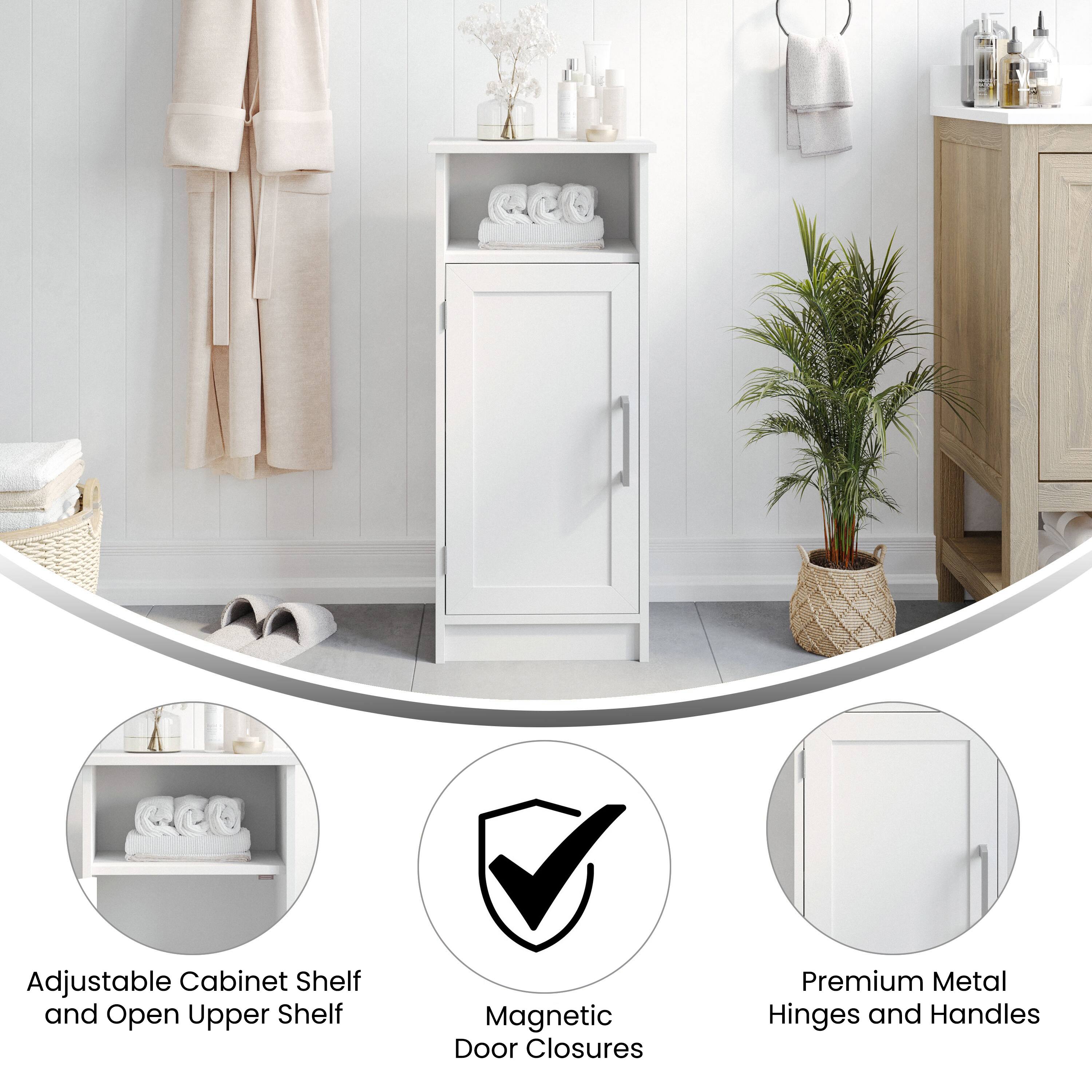 Adjustable Cabinet Shelf and Open Upper Shelf  
Magnetic Door Closures  
Premium Metal Hinges and Handles
