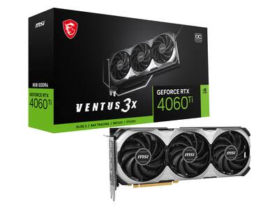 MSI NVIDIA GeForce RTX 4060 Ti 8GB VENTUS 3X OC 8GB GDDR6 PCI MSI NVIDIA GeForce RTX 4060 Ti 8GB VENTUS 3X OC 8GB GDDR6 PCI