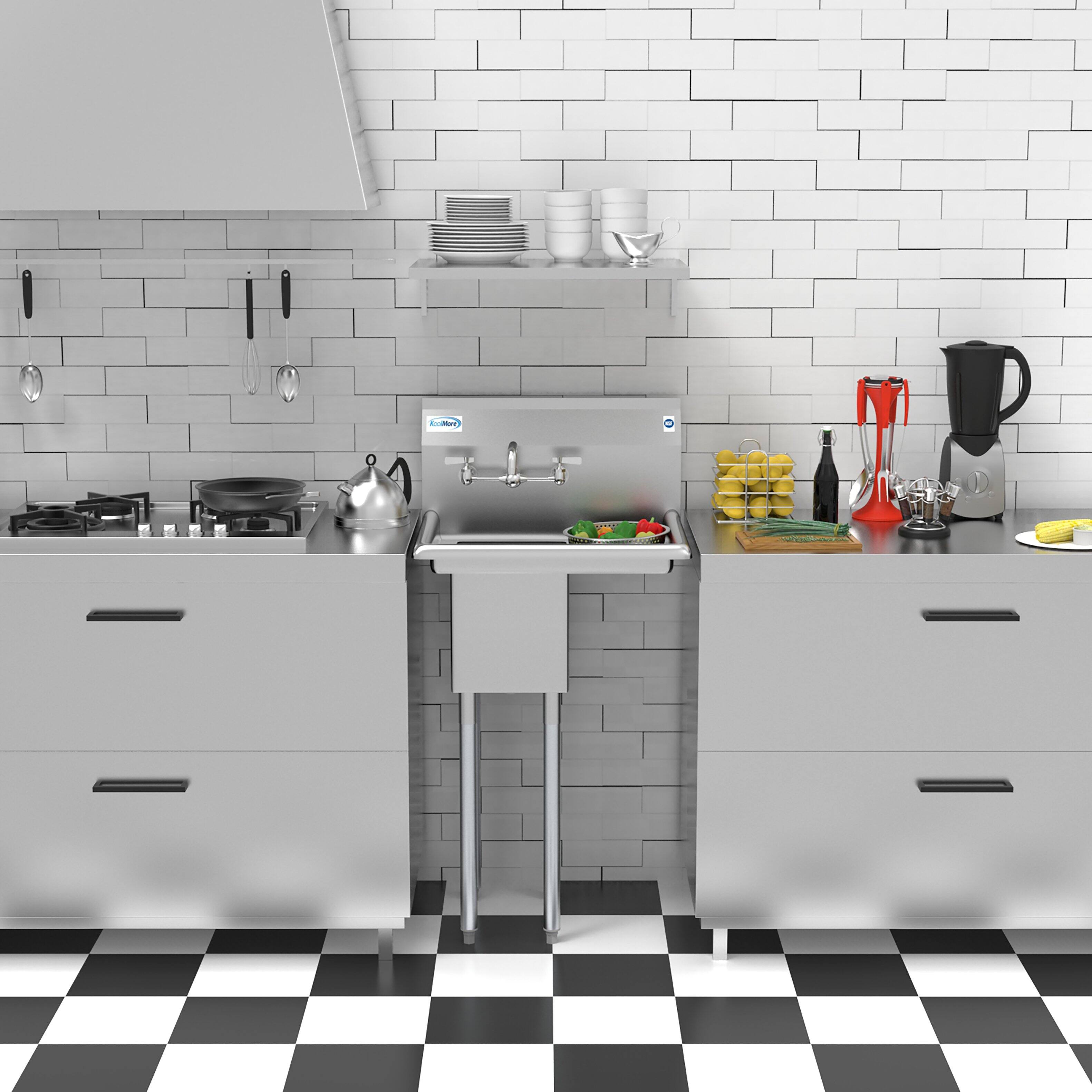 Alt View 5. Koolmore - 23 in. One Compartment Stainless Steel  Sink with Drainboard, Bowl Size 10"x 14"x 10" SA101410-10R3. - Stainless Steel.