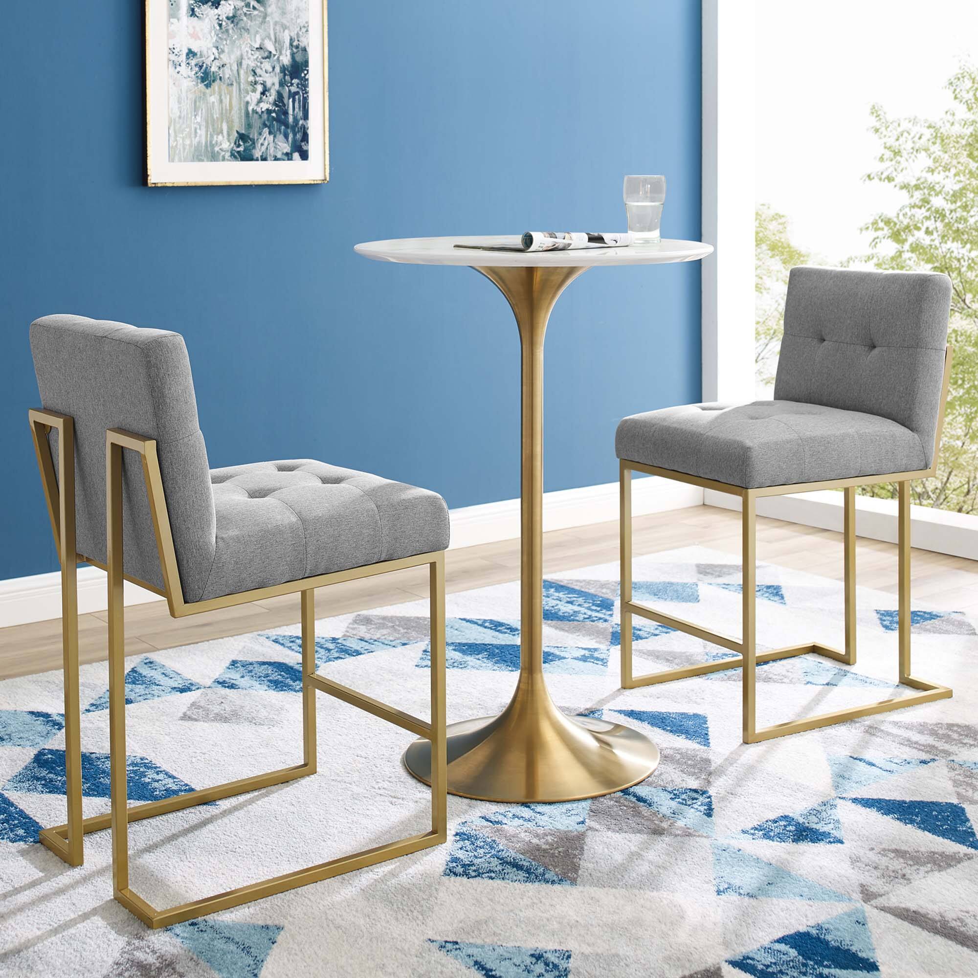 Alt View 3. Modway - Privy Upholstered Fabric Counter Stool Set of 2 - Gray.