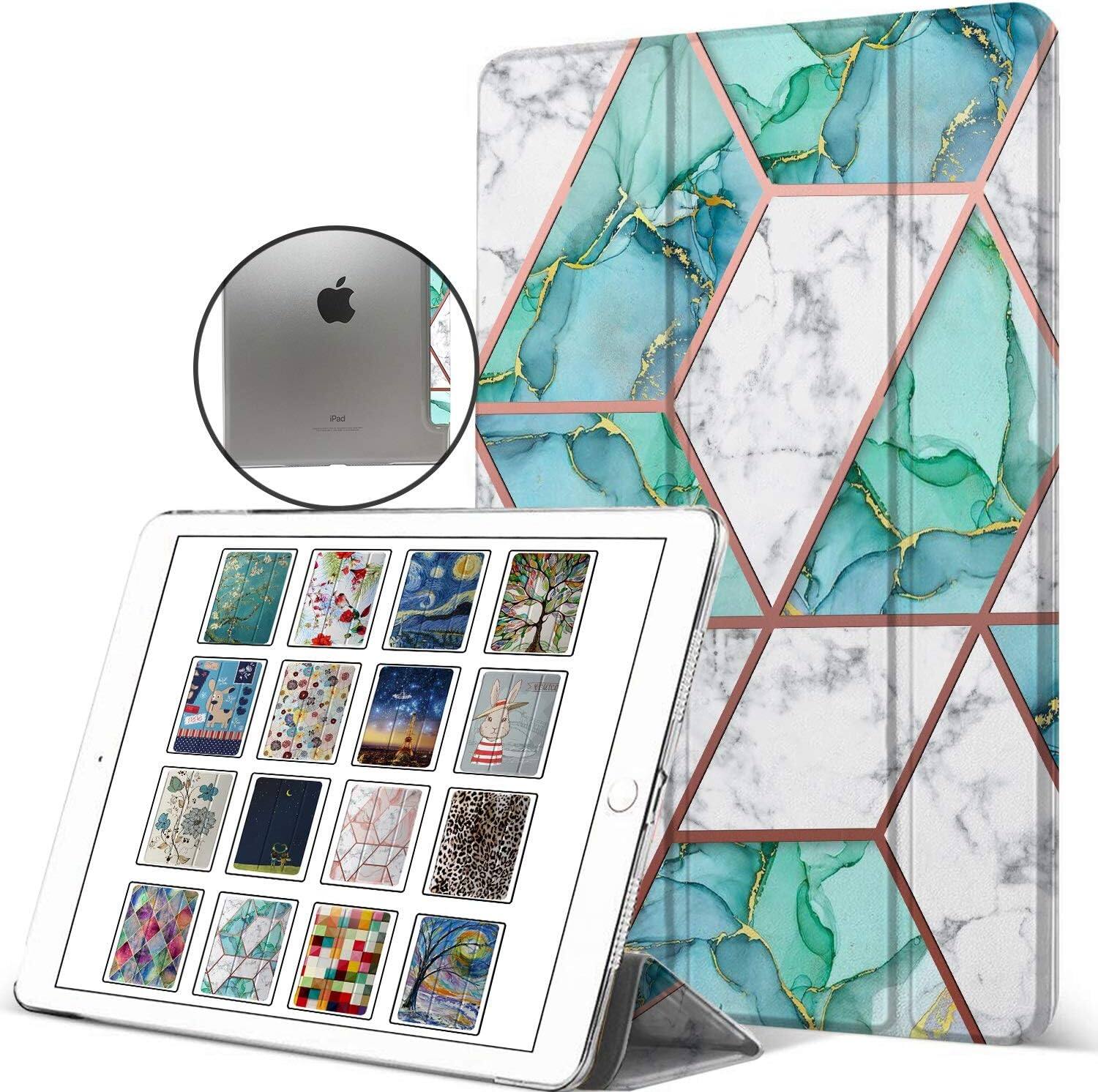 Front. DuraSafe Cases - iPad mini 5 7.9" 2019 Slim Tri-Fold Smart Case with Dual-Angle Stand A1538 A1550 A2133 A2124 A2126 A2125 - Marble Green.