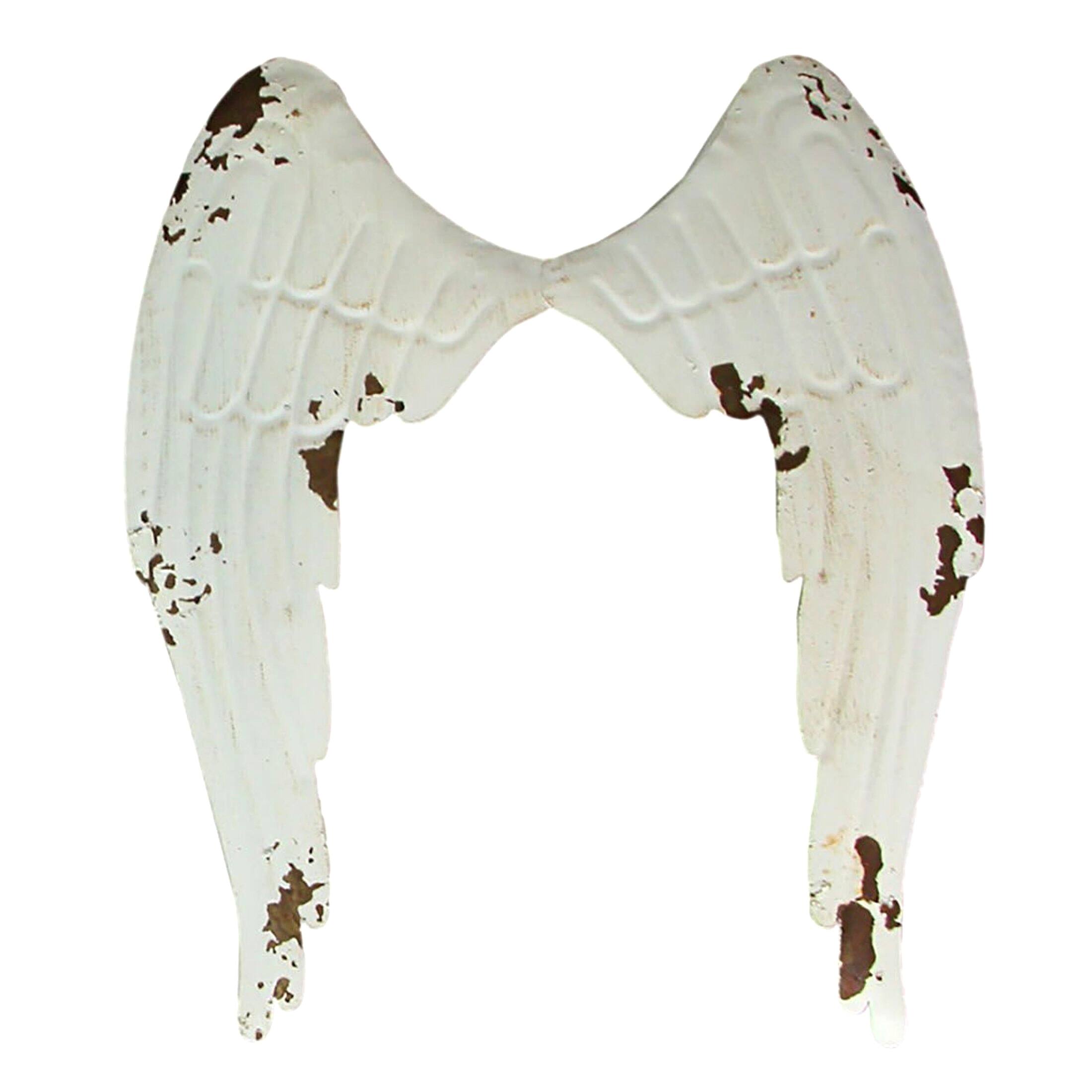 Alt View 1. Things2Die4 - Metal Angel Wings Wall Sculptures Set of 2 Distressed White 13.25 In - White.