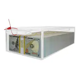 Nadex Coins - Clear Acrylic 1-Compartment Cash Box, Slipping Cover, Bill Wrappers