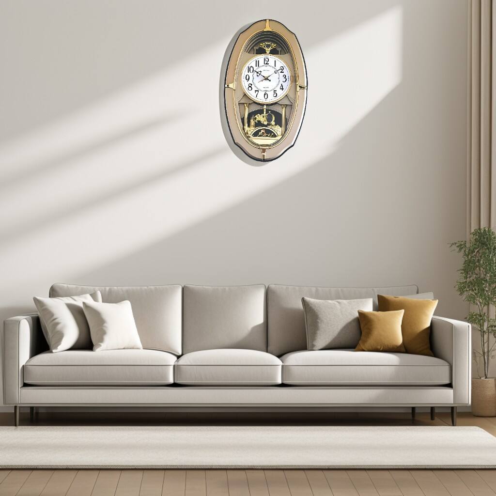 Angle. FC Design - 20.5"H Light Brown & Gold Elegant Decorative Wall Clock - Multicolor.