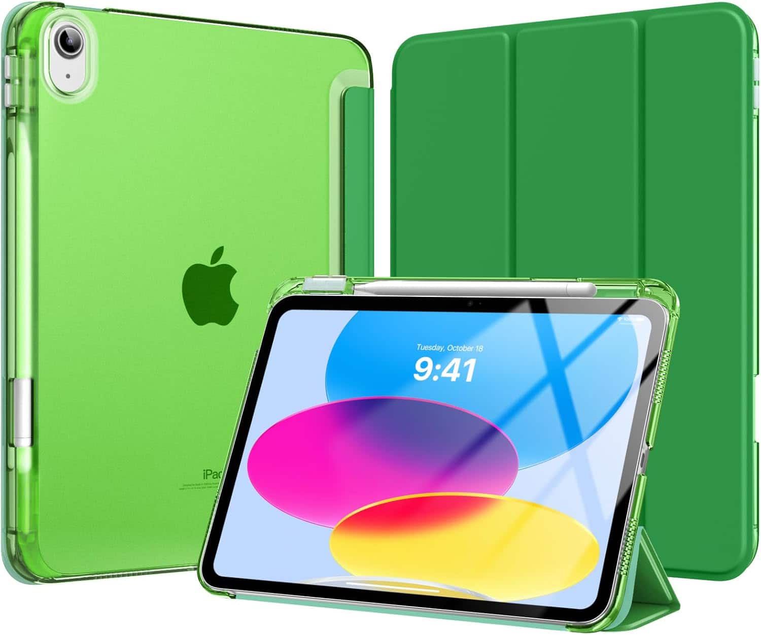 VIKESI - Case for iPad A16 11 inch 2025 / iPad 10th 10.9 inch 2022 - Slim Clear Hard Back & Soft TPU Shockproof Edge Cover - Grass Green