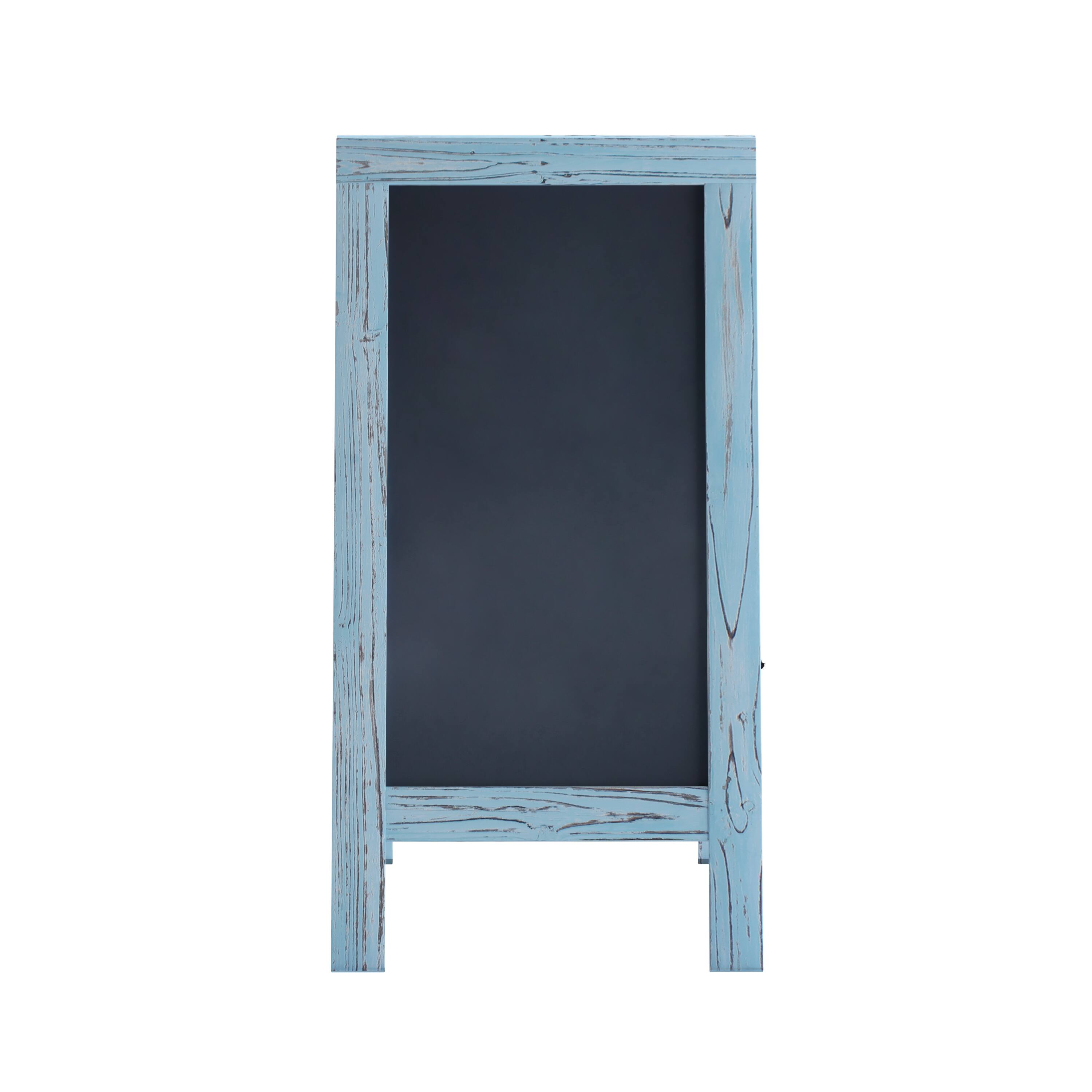 Alt View 7. Emma + Oliver - Rustic Double-Sided A-Frame Wooden Chalkboard with Magnetic Surface - Robin Blue.