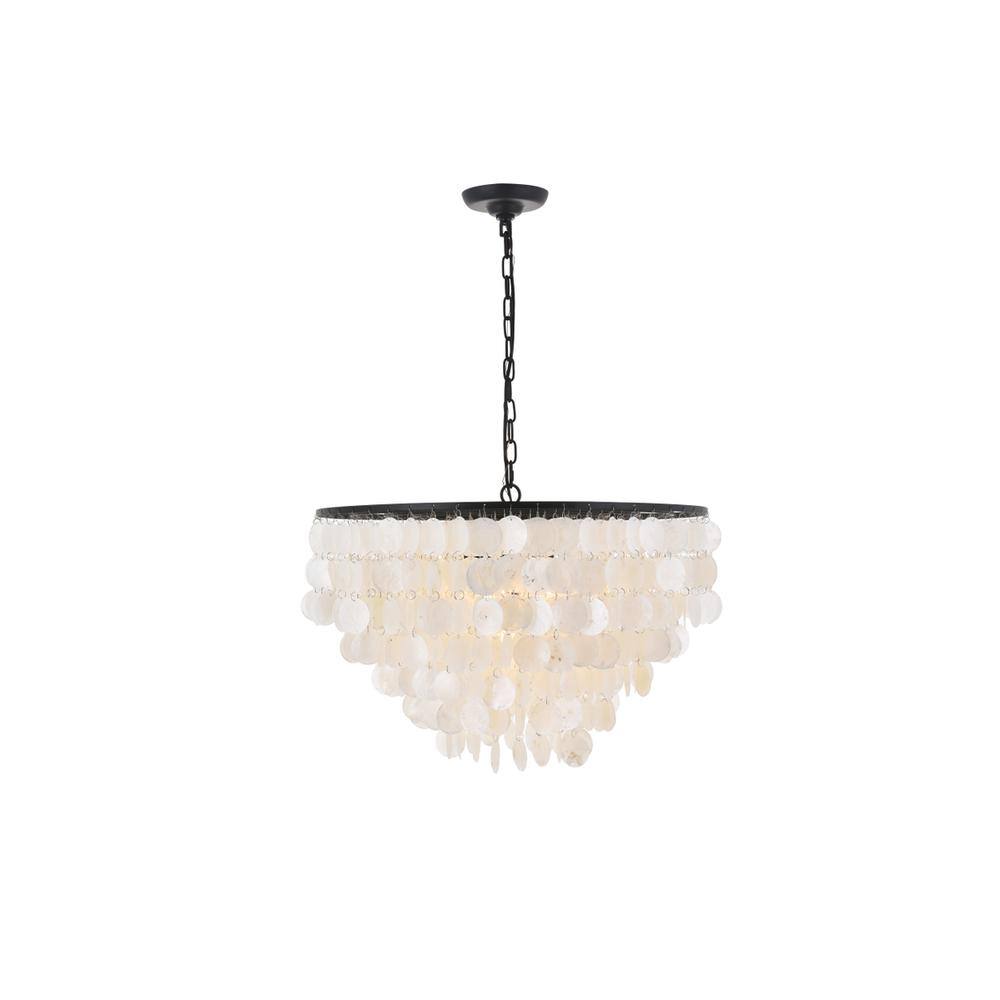 Alt View 7. Living District - Selene 6 light Black Pendant - Black And White.