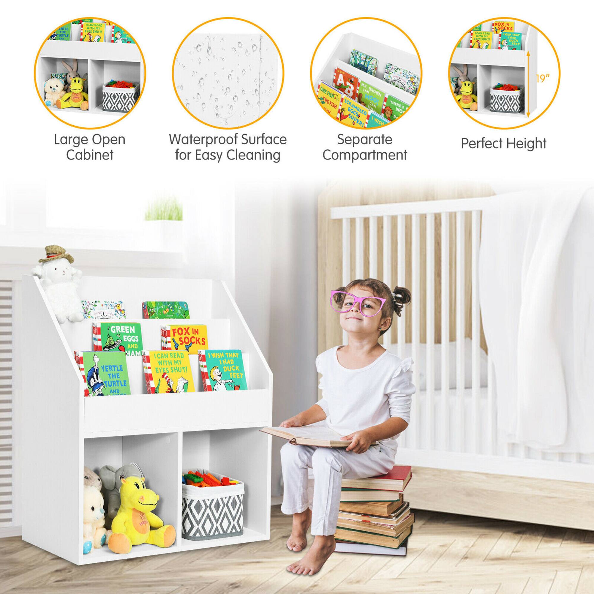 Large Open Cabinet, Waterproof Surface for Easy Cleaning, Separate Compartment, Perfect Height, Green Eggs and Ham, Yertle the Turtle and Other Stories, Fox in Socks, I Can Read with My Duck Feet, Wish That I Could Fly