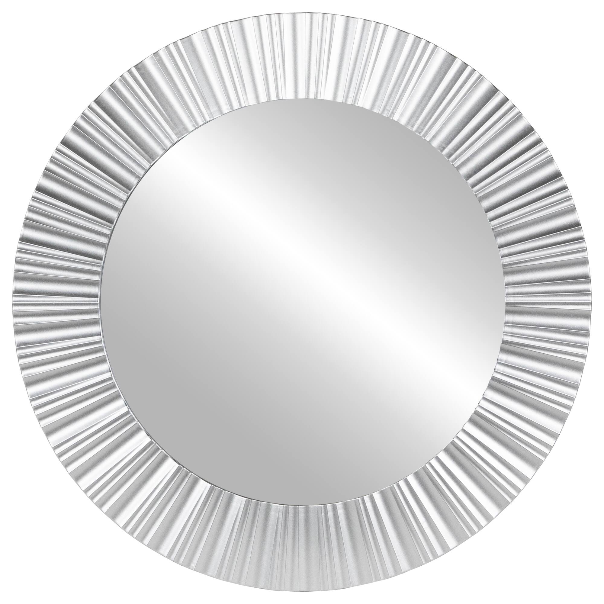 Front. Northlight - Contemporary Fluted Round Wall Mirror - 20" - Silver Finish - Silver.