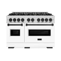 ZLINE Autograph 48" Classic Double Oven Dual Fuel Range w/ White & Black Accents (CDRZ-WM-48-MB) - White - Front_Zoom