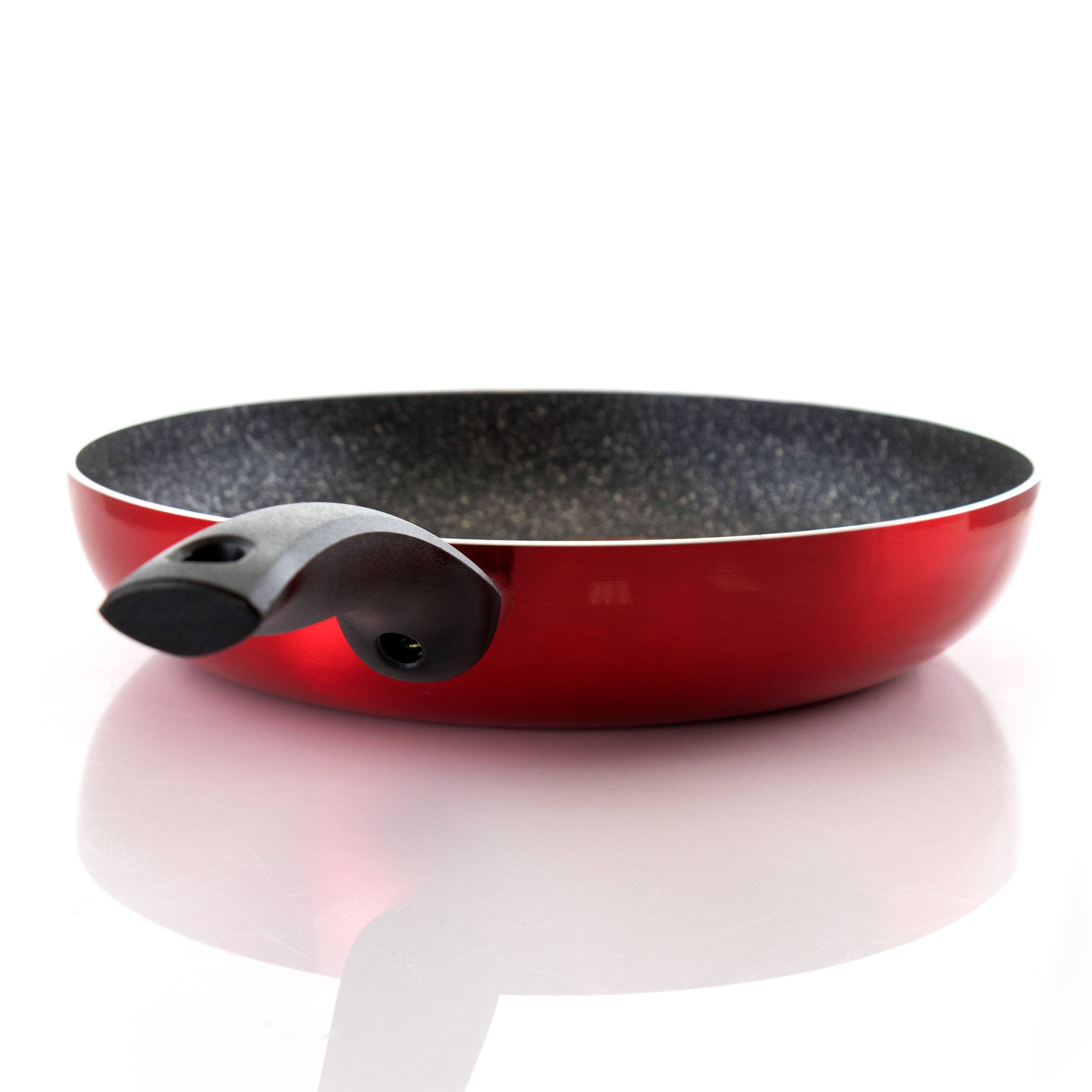 Alt View 2. Oster - Oster Merrion 12 Inch Aluminum Frying Pan in Red with Bakelite Handle - Red.