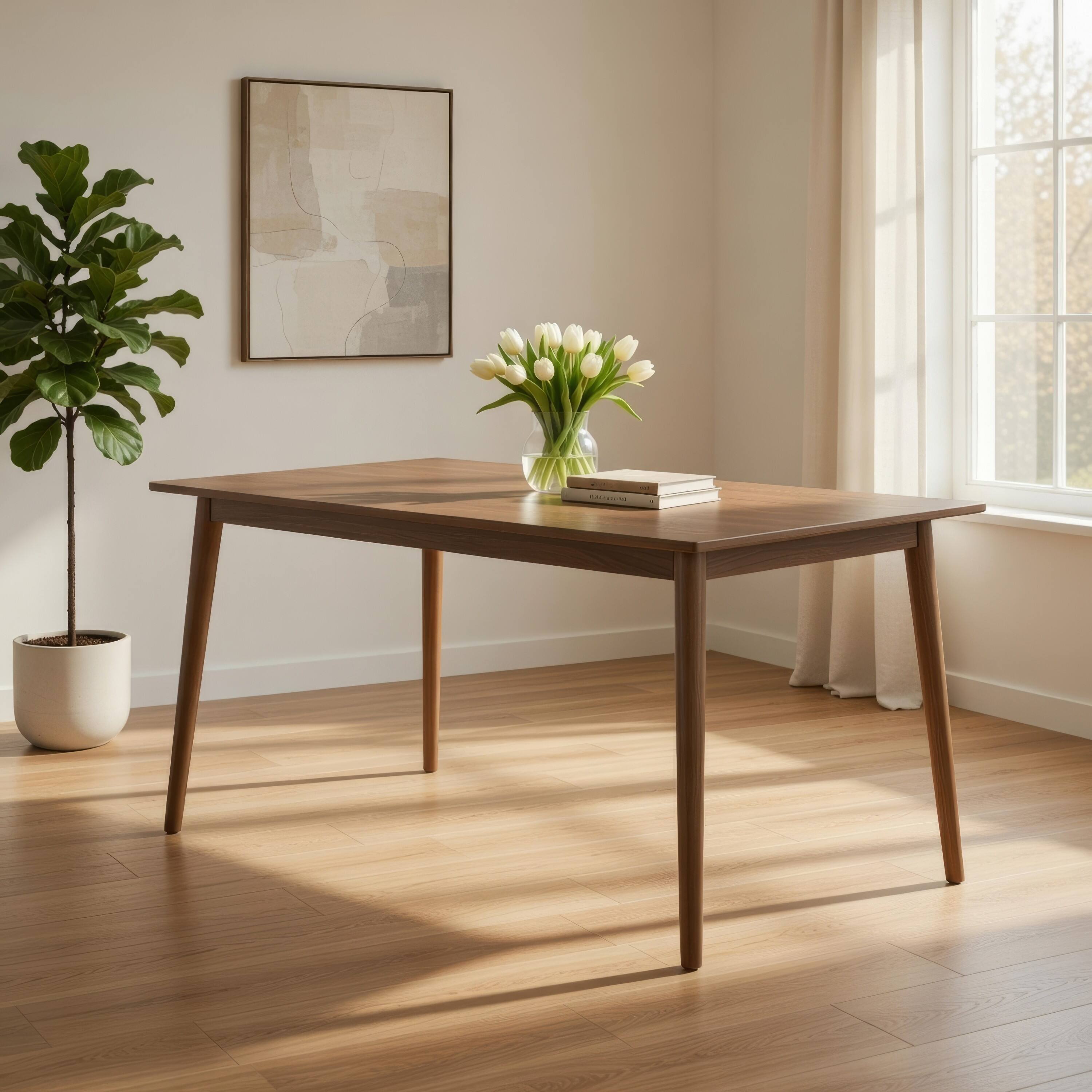 Alt View 7. Manhattan Lane - Baylee Rectangular Dining Table, Straight Legs, 60 Inch Walnut Wood - Walnut Brown.
