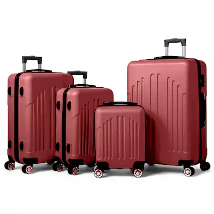 Front. Winado - 16" 20" 24" 28" Trolley Case Luggage Set 4-in-1 ABS Lightweight Hardside Suitcase for Carry On Check-in Business Travel - Red.