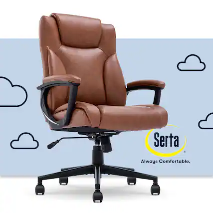 Front. Serta - Connor Upholstered Executive High-Back Office Chair with Lumbar Support - Bonded Leather - Cognac.