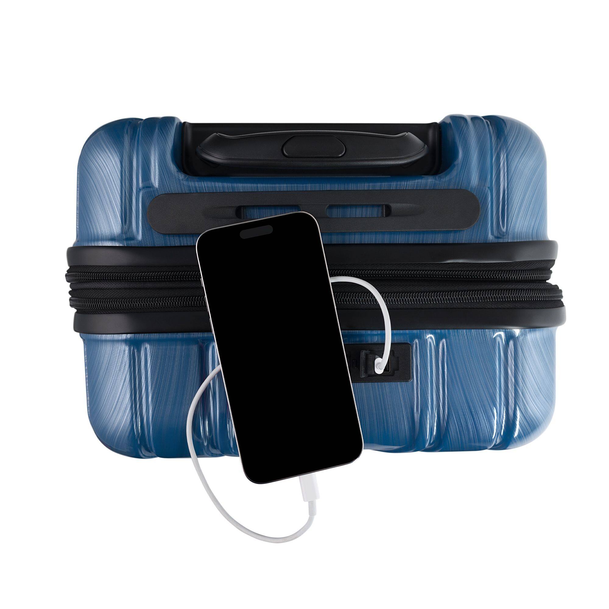 Alt View 2. Nonstop - New York Elite 3 Piece (20"/24"/28") Luggage Set With Powerbank & 3 Packing Cubes - Denim.