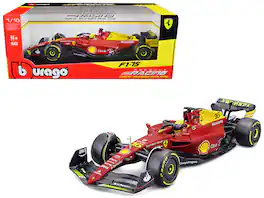 Ferrari F1-75 #16 Leclerc "Giallo Modena" 2nd Place F1 Italian GP (2022) "Formula Racing" 1/18 Model Car by Bburago