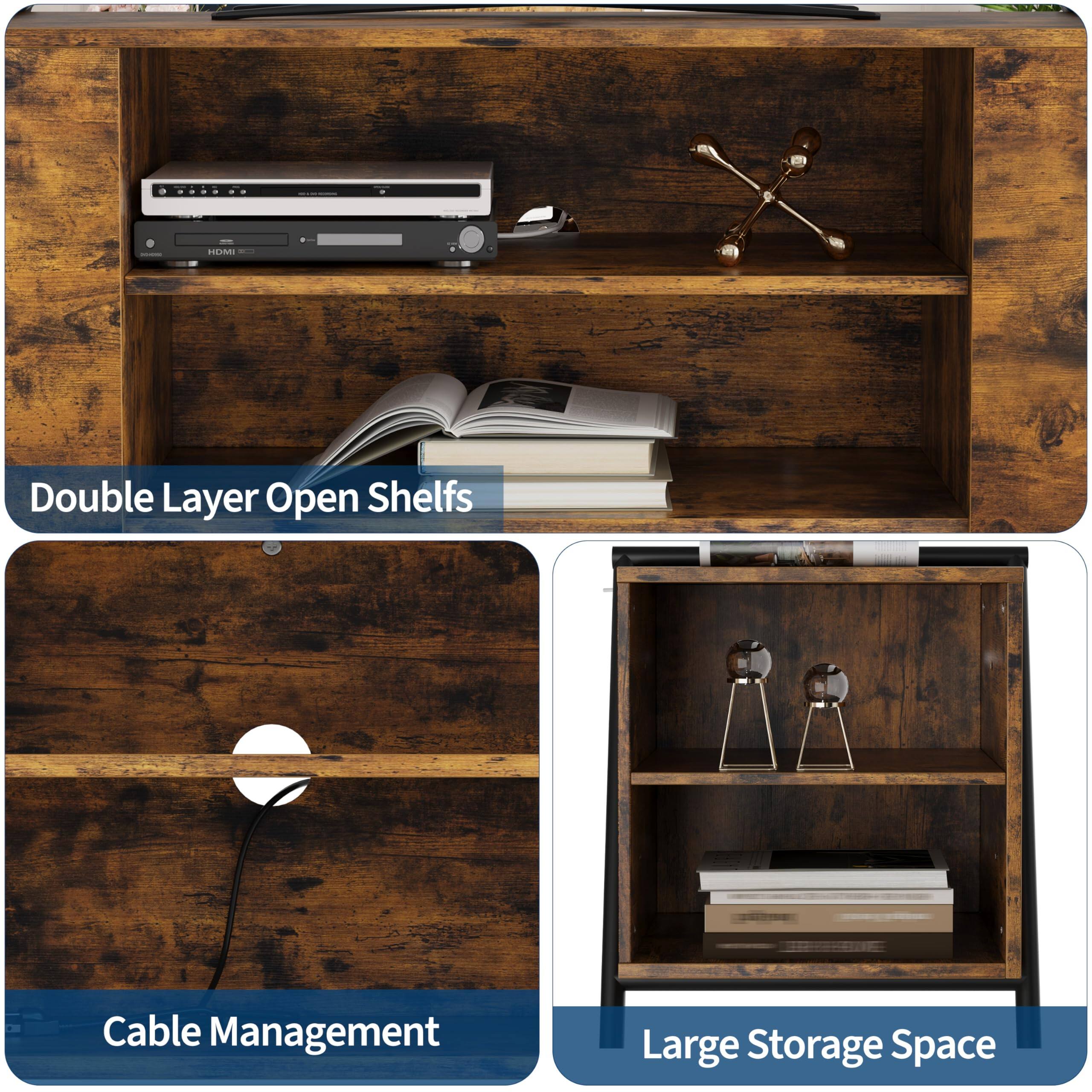 - Double Layer Open Shelves
- Cable Management
- Large Storage Space