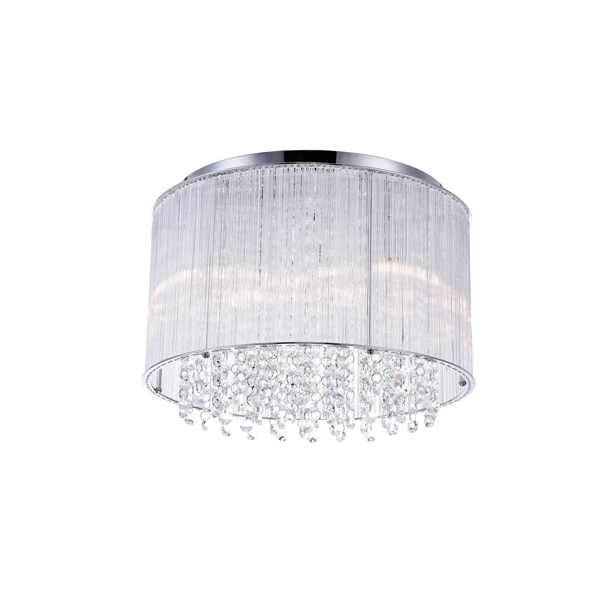 Alt View 1. CWI Lighting - Spring Morning 6 Light Drum Shade Flush Mount With Chrome Finish - Chrome.