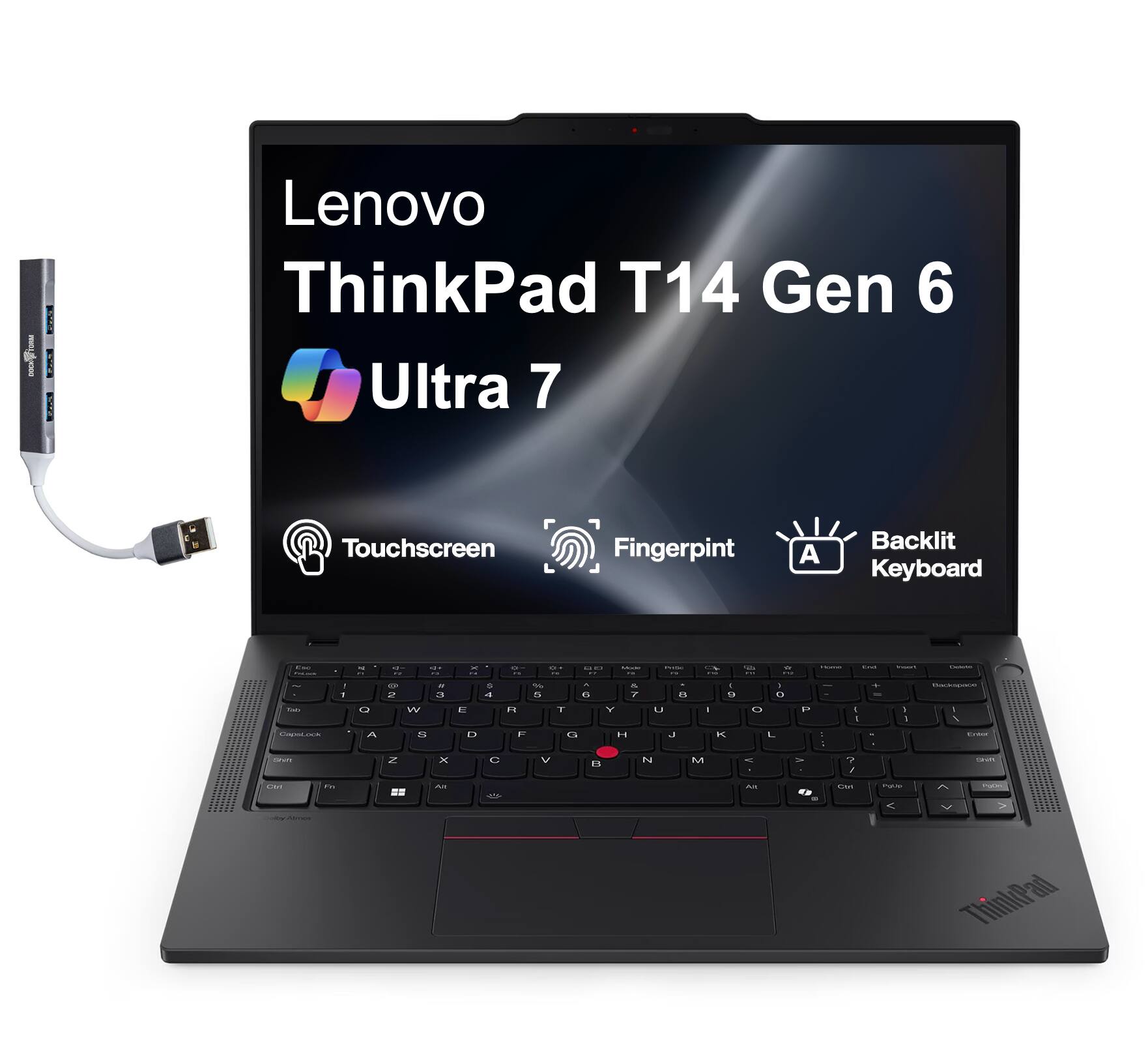 Lenovo - ThinkPad T14 Laptop 14.0 WUXGA Display (Ultra 7-255U, 64GB, 2TB SSD, Intel Graphics, Win 11 Pro) w/USB Hub - Black price history on PriceWatchPro