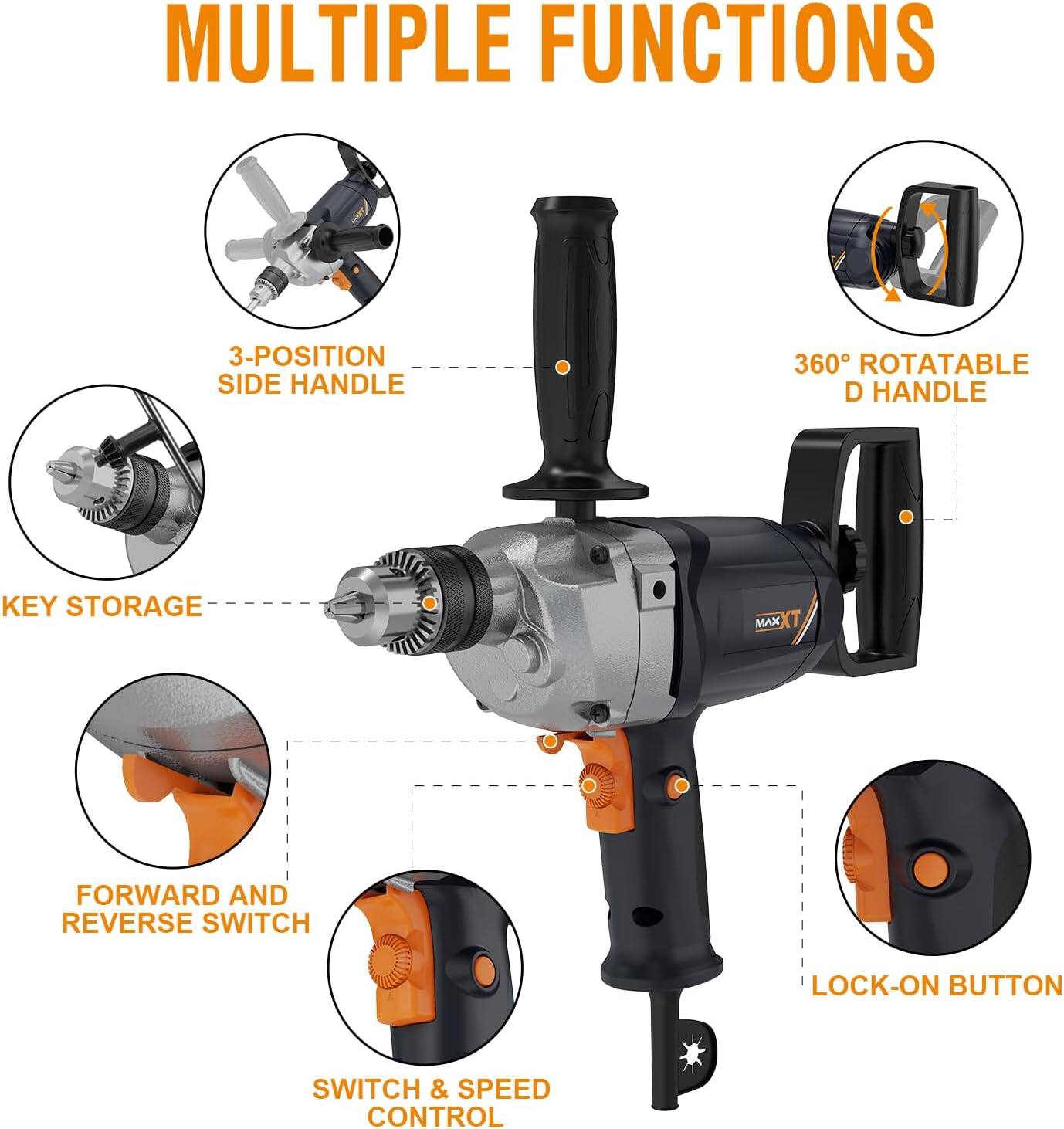 MULTIPLE FUNCTIONS

- 3-POSITION SIDE HANDLE
- KEY STORAGE
- FORWARD AND REVERSE SWITCH
- SWITCH & SPEED CONTROL
- 360° ROTATABLE D HANDLE
- LOCK-ON BUTTON