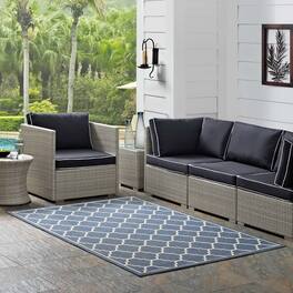 Modway - Avena Moroccan Quatrefoil Trellis Indoor and Outdoor Area Rug - Blue and Beige