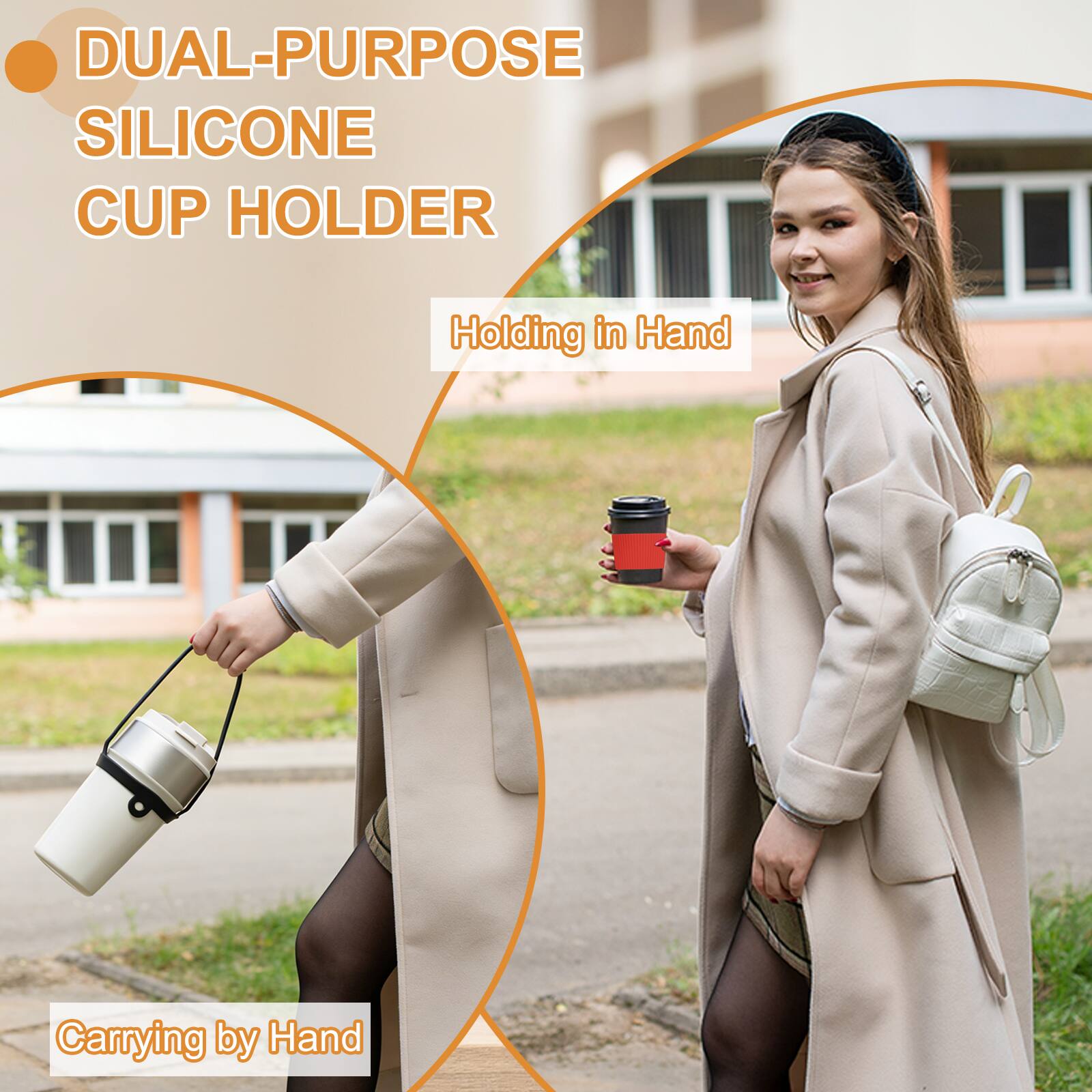 DUAL-PURPOSE SILICONE CUP HOLDER

Holding in Hand

Carrying by Hand